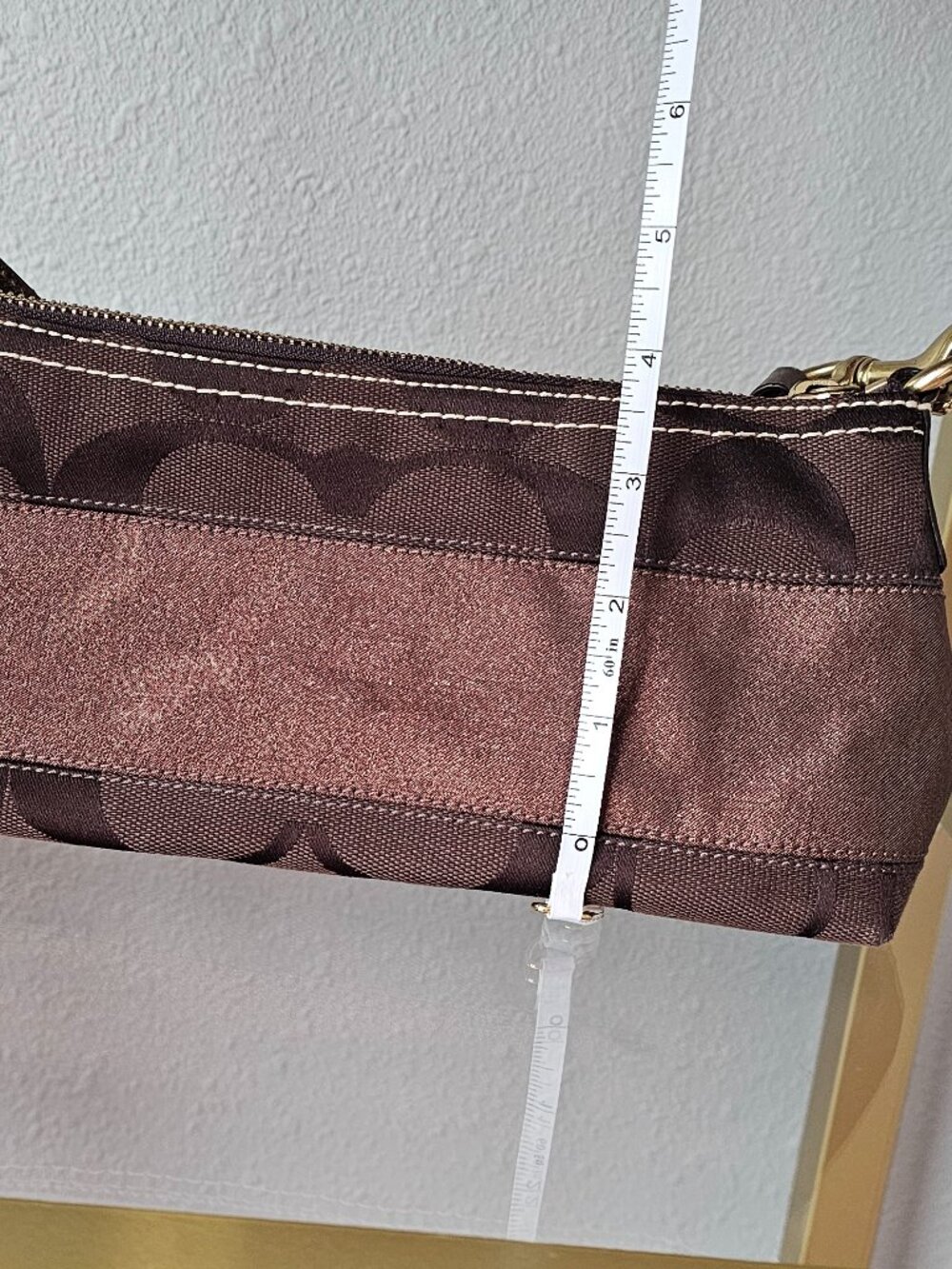 Vintage 2007 Coach Signature Stripe Demi Bag Brown Y2K 12096 - Picture 8 of 9